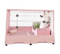 Indoor Pet Cage with Casters, Acrylic Viewing, 2 Deep Pull-Out Trays, Urine Guard, Guinea Pig Cage, Metal Wire Netting for Small Animals
