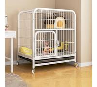 Indoor Pet Cage with Wheels for Easy Cleaning, Includes Run, Platform, Drinking Fountain, Grass Nest and Rack, Simple Assembly