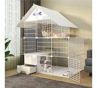 Indoor Pet Crate With Door And Enclosed Litter Box Pet Playpen Indoor Collapsible Fence Patio Small Pet Fence(111 * 85 * 145CMA)
