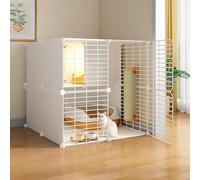Indoor Pet Enclosure - Detachable Metal Kennel for Small Animals, DIY Assembled Crate for Safe and Comfortable Housing