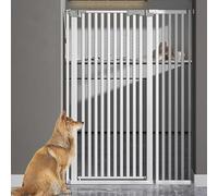 Indoor Pet Gates,150cm High Dog Gate Easy Install Pressure Mounted Dog Gates for Doorways Auto-Close,3.5cm Bar Spacing Pet Gate Door Gate for The House(139-146CM)