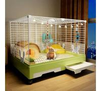 Indoor Pet House with Wheels, Double Drawer Cage for Small Animals, Easy Mobility and Cleaning Solution