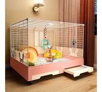 Indoor Pet House with Wheels, Double Drawer Cage for Small Animals, Easy Mobility and Cleaning Solution