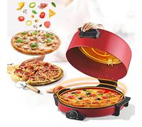 Indoor Pizza Oven Electric, Non-Stick 40cm Diameter, Adjustable Temperature Control, Double-Sided Heating for Pizzas, Nachos, Fajitas, Omelettes