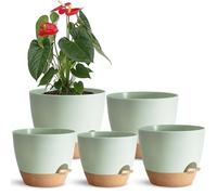 Indoor Plant Pots With Drainage Holes and Saucers Planting Pots for All HousePlants Green Plastic Flower Pots with Drainage Hole Self Watering Plant Pot Gift Idea For Home Decor Succulent Pots