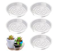 Indoor Plant Saucer - Clear Potted Plant Tray, Heavy-Duty Planter Plate | 5PCSs Waterproof Flower Pot Saucers With Raised Rim, Non-Slip Plant Drip Tray For Garden, Home, Patio, Furniture Protection