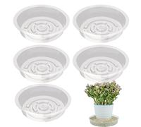 Indoor Plant Saucer - Clear Potted Plant Tray, Heavy-Duty Planter Plate | 5PCSs Waterproof Flower Pot Saucers With Raised Rim, Non-Slip Plant Drip Tray For Garden, Home, Patio, Furniture Protection