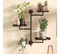 Indoor Plant Stand for Window | 3-Tier Black Metal Rotating Shelf | 180° Wall-Mounted Plant Holder for Study Room Balcony Home Decor