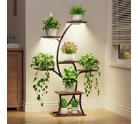 Indoor Plant Stand with Grow Lights - 7 Tiered, 44" Corner Plant Stands, Metal Plant Shelves, Curved Plant Holder Rack for Living Room, Patio, Balcony