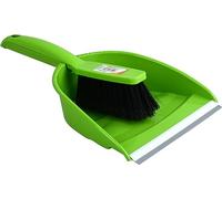 Indoor Plastic Dustpan with Soft Brush Sweeper Set (Green)