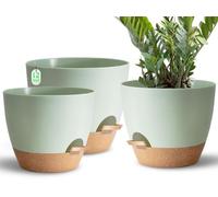 Indoor Pot For Plants 3 Pack 12/10/9 Inch Self Watering Pot For Lazy People,Self Watering Pots For Indoor Plants,Outdoor Pots For Succulent, African violets And Cactus Green Plastic Flower Pots