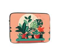 Indoor Potted Green Plants Printed Laptop Sleeve, 17 inch Computer Bag, Suitable for Office, Travel, Commuting, and Business Trips.