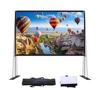 Indoor Projector Screen with Stand 84/100/120 inch 16:9 4K Foldable and Washable Movie Screen 170° Viewing Angle(100 inch 16:9)