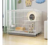 Indoor Rabbit Cage 2 Floors, Metallic Encryption Structure, The Top Can Be Opened, With Tray, Straw Nest, For, Squirrels(White,L70xP 50 xH60cm)