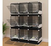 Indoor Rabbit Cage, Bunny Cage, Anti-spray Rabbit Hutch, Encrypted Iron Net, With a Partition Net (Black 109x39x138cm)