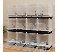 Indoor Rabbit Cage, Bunny Cage, Anti-spray Rabbit Hutch, Encrypted Iron Net, With a Partition Net, Suitable for Multiple Pets(White,145x39x138cm)