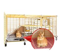 Indoor Rabbit Cage Double-Layer Small Animal Cage with Encrypted Mesh Foot Pad and Removable Wheeled Rabbit Cage Suitable for Rabbits, Guinea Pigs, Chinchillas 41 * 13 * 17 Inches