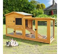 Indoor Rabbit Cage, Large Rabbit Cage, Indoor Chicken Coop Dog Fence, 2 Tier Patio Rabbit Cage with Pull Out Tray Ramp (C1 178 * 56 * 95CM)