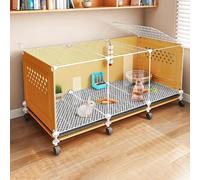 Indoor Rabbit Cage on Wheels, Transparent Design, Ventilated Perforated Side Panels, Easy-clean Tray, Modular Construction