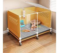 Indoor Rabbit Cage on Wheels, Transparent Design, Ventilated Perforated Side Panels, Easy-clean Tray, Modular Construction