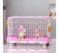 Indoor Rabbit Cage on Wheels with Bottom Drawer Design for Easy Cleaning, 2 Doors, Reinforced Buckle, Ideal for Ferrets and Chinchillas