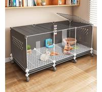 Indoor Rabbit Cage on Wheels with Easy-Clean Tray, Modular Construction, Transparent Design and Ventilated Perforated Side Panels