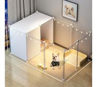 Indoor Rabbit Cage & Playpen - Spacious Small Animal Enclosure with Partition Design, Star Lights for Guinea Pigs, Ferrets, Chinchillas, Squirrels