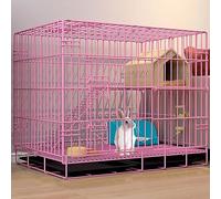 Indoor Rabbit Cage - Sturdy Encrypted Design, Heavy-Duty Rabbit Hutch with Easy Clean Tray, Durable and Spacious(Pink,2 layer)