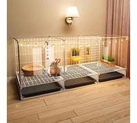 Indoor Rabbit Cage with Clear Acrylic Panel Door, Portable Metal Wire Playpen for Small Animals, Ideal for Pets Living Spaces