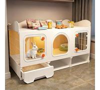 Indoor Rabbit Cage with Slide-Out Tray & Storage Space, Clear Bunny Cage, Guinea Pig Cages, for Small Animals(106x36x62CM)