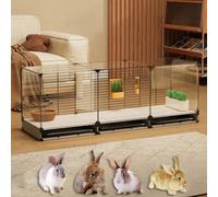 Indoor Rabbit Cages, DIY Encrypted Rabbit Hutch, Small Animal Cage Playpen, Dwarf Rabbits Guinea Hutch Cottage, Household Transparent Viewing(105x35x52cm)