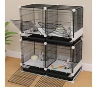 Indoor Rabbit Cages, DIY Multi-layer Encrypted Rabbit Hutch, with Separator Net, Drawer Trays and Footpads, Easy to Clean