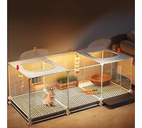 Indoor Rabbit Cages, Panoramic Sunroof Encrypted Rabbit Hutch, Encrypted Design, Extra Large Space, Pull-out Tray for Easy Cleaning(109x35x42cm)