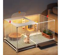 Indoor Rabbit Cages, Panoramic Sunroof Encrypted Rabbit Hutch, Encrypted Design, Extra Large Space, Pull-out Tray
