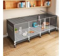 Indoor Rabbit Cunny Cage DIY Rabbit Hutch, Guinea Pig House, Transparent Front, Small Animals House for Rabbit Guinea Pig, with Pull-out Tray(Black,140cm)