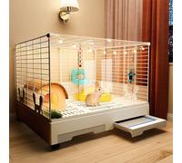 Indoor Rabbit House with Wheels, Pet Ferret Cage, Double Drawer, Guinea Pig Cage,(White)