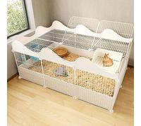 Indoor Rabbit Hutch For 2 Rabbits, Metal Wire Spacious Small Animal Enclosure, Ideal For Cats & Small Pets, Perfect Diy Indoor Kennel & Exercise Area,White-6b