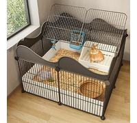 Indoor Rabbit Hutch For 2 Rabbits, Metal Wire Spacious Small Animal Enclosure, Ideal For Cats & Small Pets, Perfect Diy Indoor Kennel & Exercise Area,Black-4b