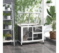 Indoor Rabbit Hutch Guinea Pig House Bunny Cage Openable Roof PawHut Grey XL