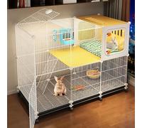 Indoor Rabbit Hutch, Rabbit Cage, Bunny House, with Rabbit Nest Area, Ventilation Baffle, Encrypted Iron Network, No Foot Stuck