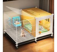 Indoor Rabbit Hutch, Rabbit Cage, Bunny House, with Rabbit Nest Area, Ventilation Baffle, Encrypted Iron Network, No Foot Stuck(70x45x45cm)