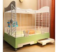 Indoor Rabbit Hutch with Casters, Pull-Out Tray, and Storage Roof for Easy Cleaning and Mobility, Ideal for Small Pets Like Rabbits and Guinea Pigs