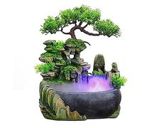 Indoor Relaxation Desktop Fountain Waterfall, Zen Meditation Indoor Waterfall Feature with Automatic Pump, Illuminated Colorful Atomizer for Home Decor [Energy Class A]
