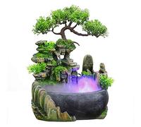 Indoor Relaxation Desktop Fountain Waterfall, Zen Meditation Indoor Waterfall Feature with Automatic Pump, Illuminated Colorful Atomizer for Home Office Bedroom Desk Décoration (Style 1)