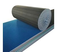 Indoor Roll Out Gymnastics Tumbling Mat with Non-Slip Carpet Top, Sturdy Foam Exercise & Wrestling Mat for Cheerleading, MMA, Fitness, Home Gym Training
