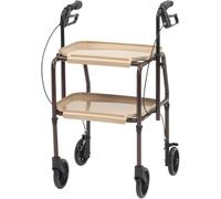 Indoor Rollator Height Adjustable Strolley Trolley with Brakes. Easy Removable Trays. Ideal for Transferring Meals, Household Mobility Walker for Elderly.