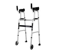 Indoor Rollator Strolley Trolley Walking Aid Adjustable Height Mobility Seniors, Portable Seat 4 Wheels, Folding Upright Women Adult