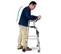Indoor Rollator Strolley Trolley Walking Aid Adjustable Height Mobility Seniors, Portable Seat 4 Wheels, Folding Upright Women Adult