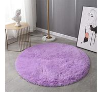 Indoor Round Area Rug, Hiser Modern Extra Soft Fluffy Long Carpet Living Room Shaggy Nursery Kids Playing Mat Bedroom Dining Room Floor Mat Home Decor (Purple,120x120cm)