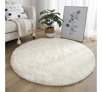 Indoor Round Area Rug, Hiser Modern Extra Soft Fluffy Long Carpet Living Room Shaggy Nursery Kids Playing Mat Bedroom Dining Room Floor Mat Home Decor (Beige,120x120cm)